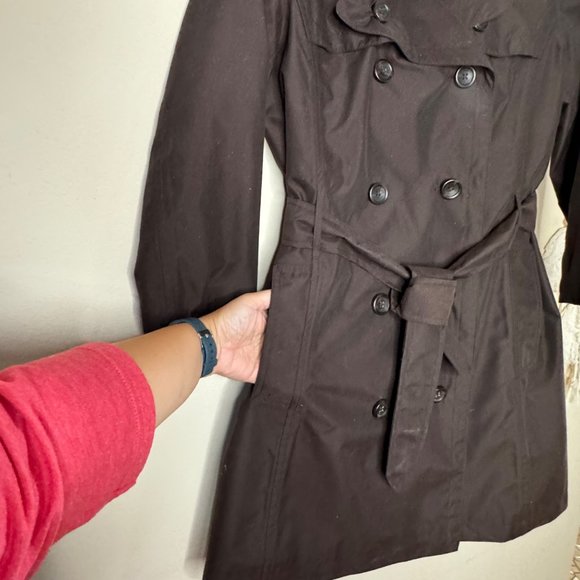 Lands End Double Breasted Belted Brown Women's Trench Coat XS Water Resistant - Picture 4 of 14